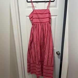 New Boutique Brand Pink Striped Sleeveless Dress Fits L/XL
